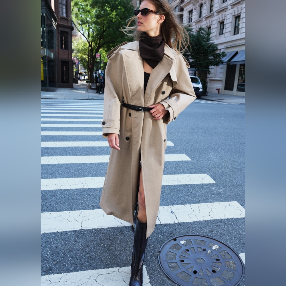 ZW COLLECTION OVERSIZED WATER REPELLENT TRENCH COAT SIZE S
